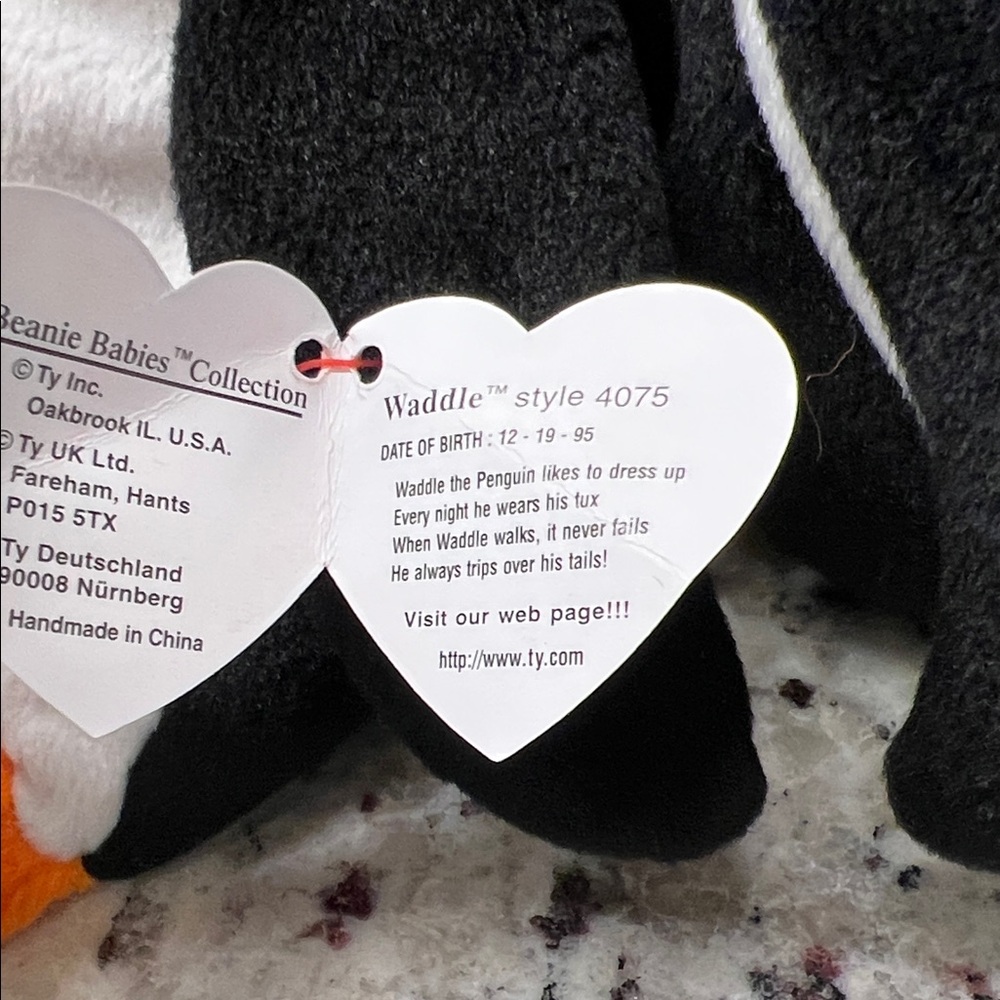 Ty Beanie Baby Penguin Plush Trio - Black, White, Orange - Picture 7 of 10